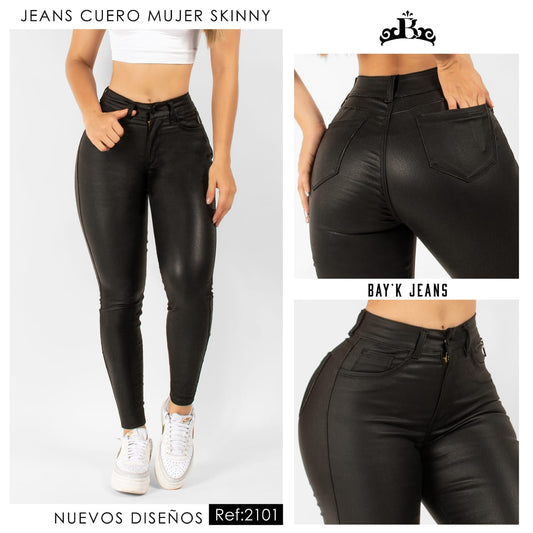 Jeans Cuero Negro Mujer 2101